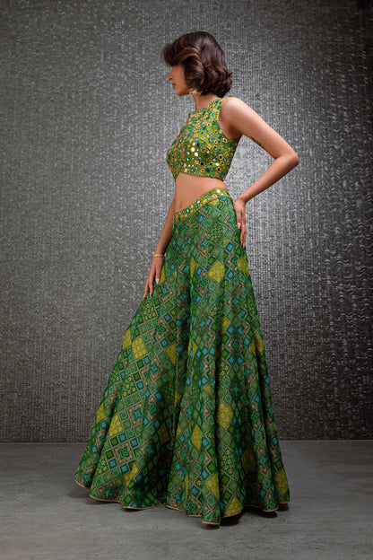 Lime Green Geometrical Sharara
