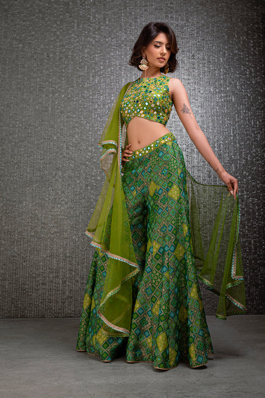 Lime Green Geometrical Sharara