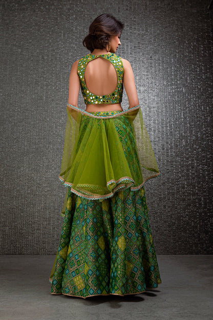 Lime Green Geometrical Sharara