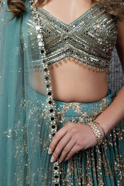 Cadet Blue Lehenga