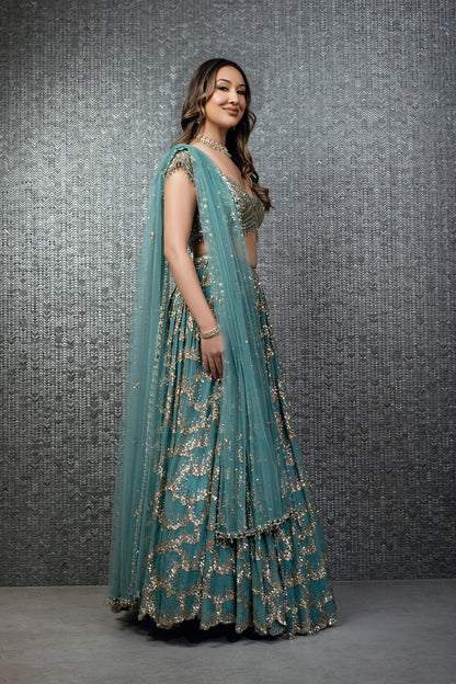 Cadet Blue Lehenga