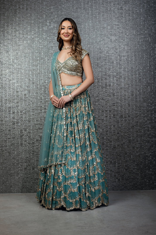 Cadet Blue Lehenga