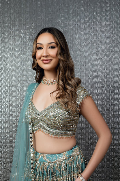 Cadet Blue Lehenga