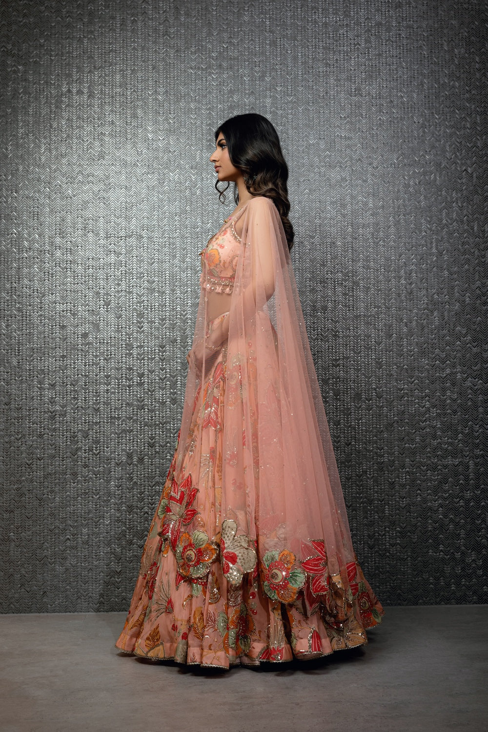 Peach Blossom Printed Lehenga