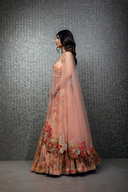Peach Blossom Printed Lehenga