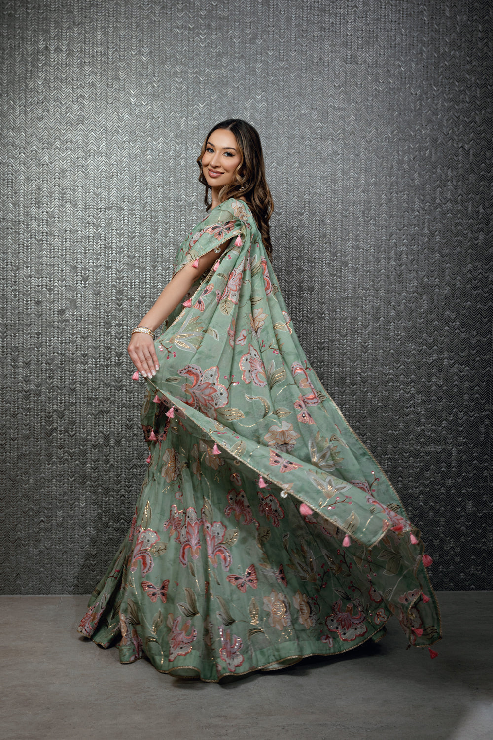 Mint Butterfly Lehenga