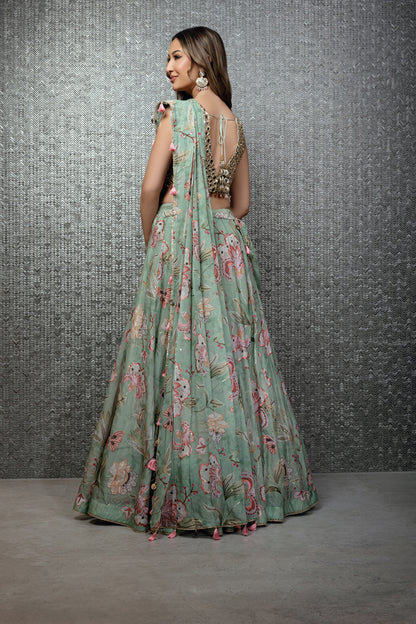 Mint Butterfly Lehenga