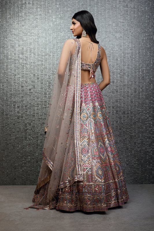 Multicoloured Gota And Mirror Embroidery Lehenga