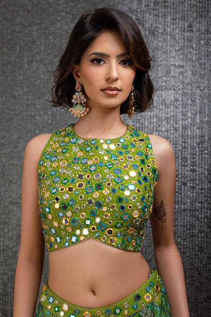 Lime Green Geometrical Sharara