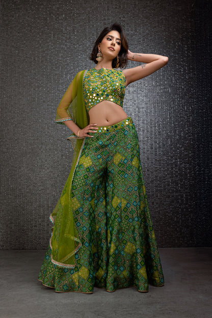 Lime Green Geometrical Sharara