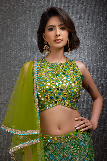 Lime Green Geometrical Sharara