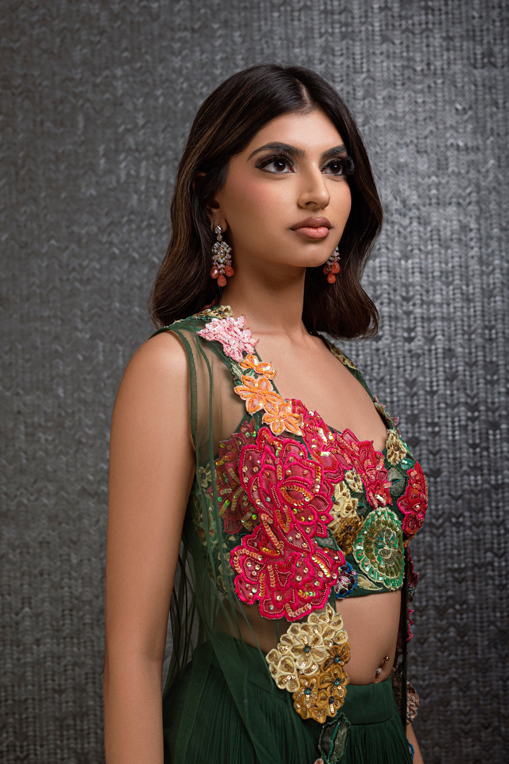 Forest Green Lehenga With Jacket