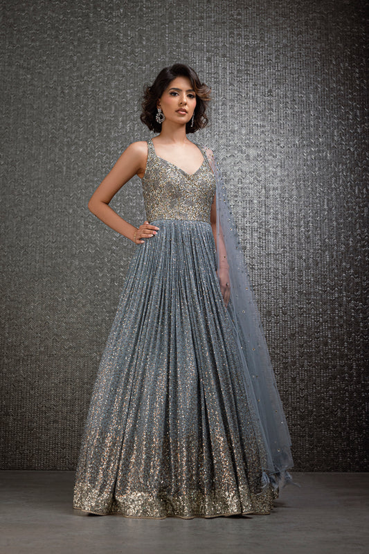 Cornflower Blue Sequin Gown