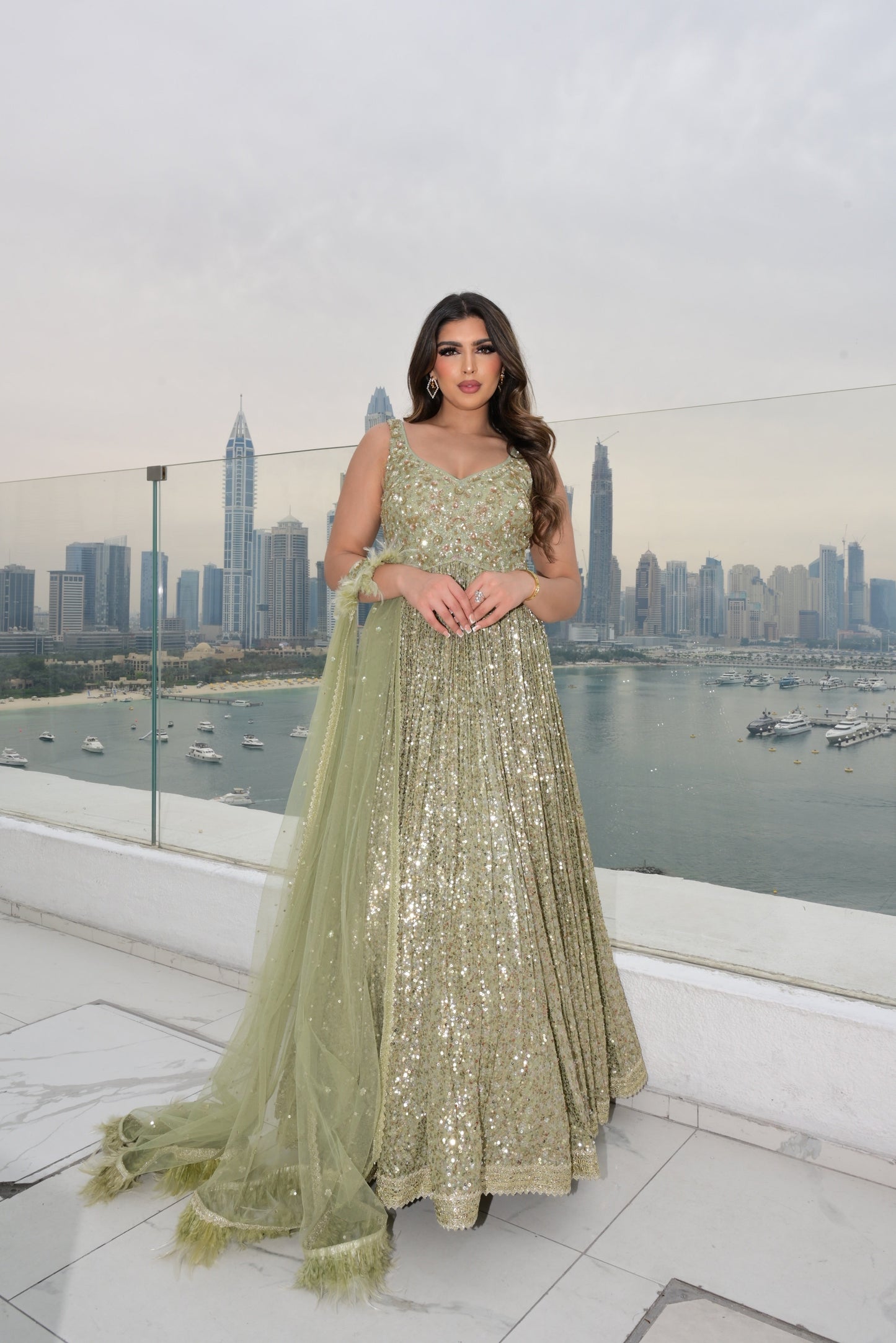 Mint Green Sequin Georgette Gown