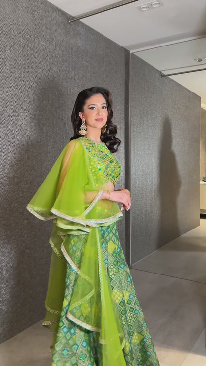 Lime Green Geometrical Sharara