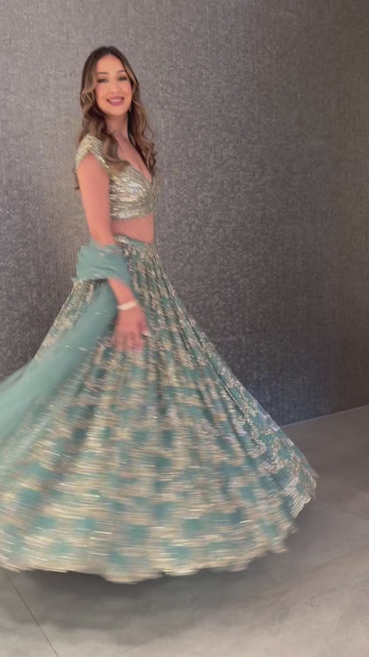 Cadet Blue Lehenga
