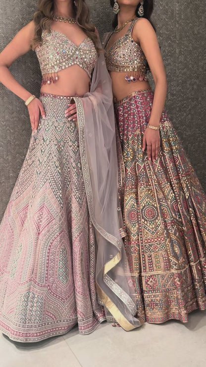 Multicoloured Gota And Mirror Embroidery Lehenga